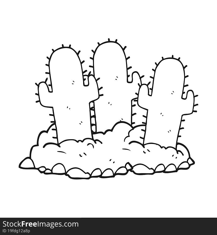 black and white cartoon cactus