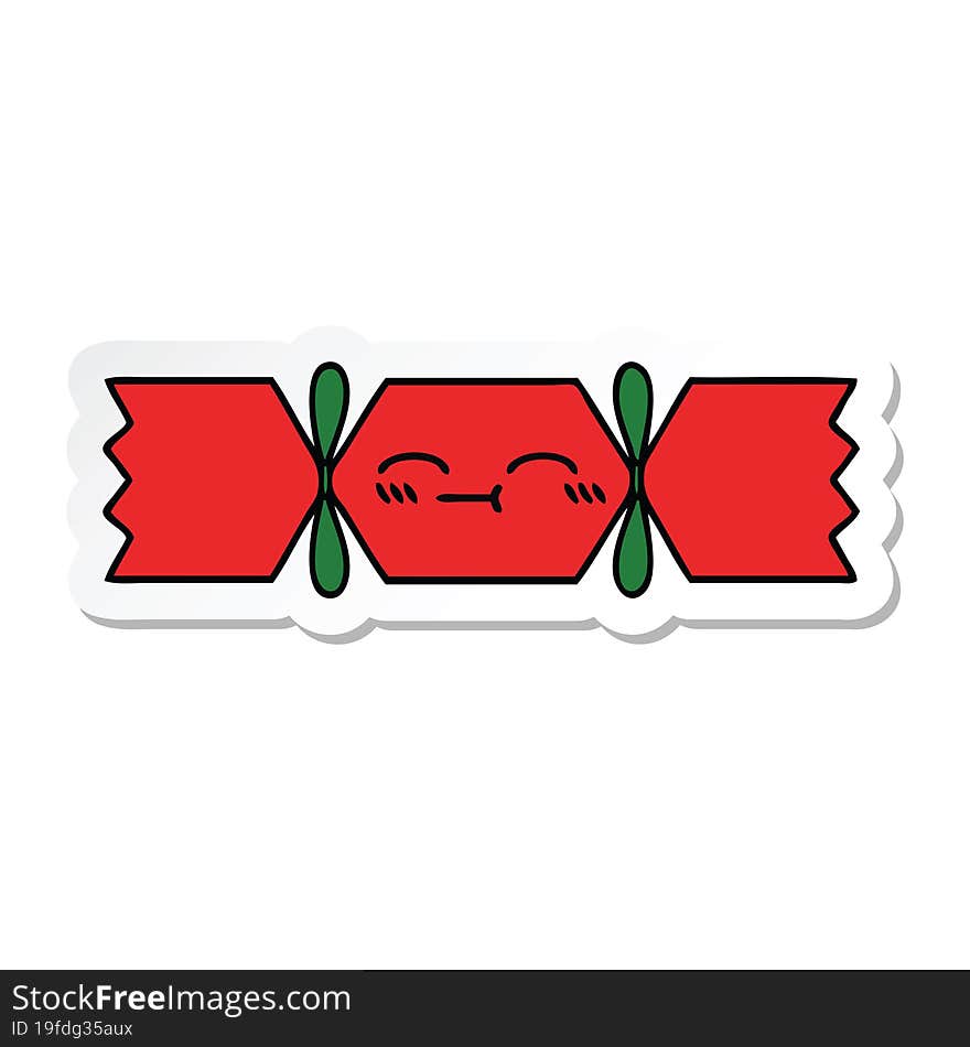 Sticker Of A Cute Cartoon Christmas Cracker