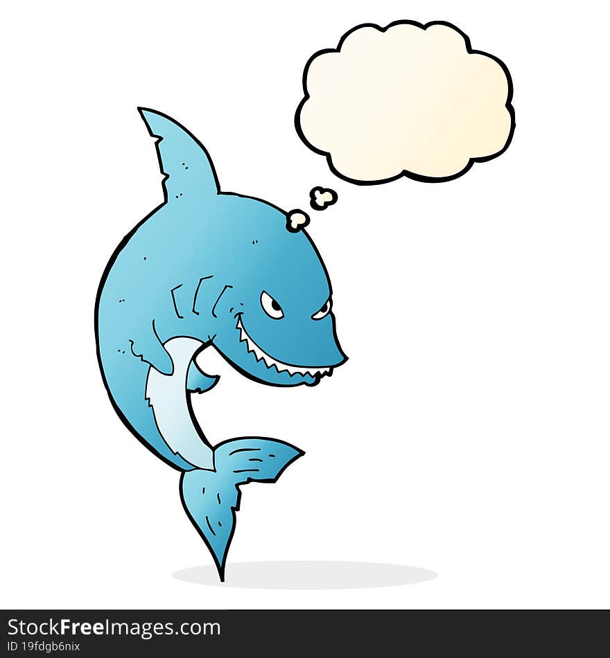 funny cartoon shark with thought bubble