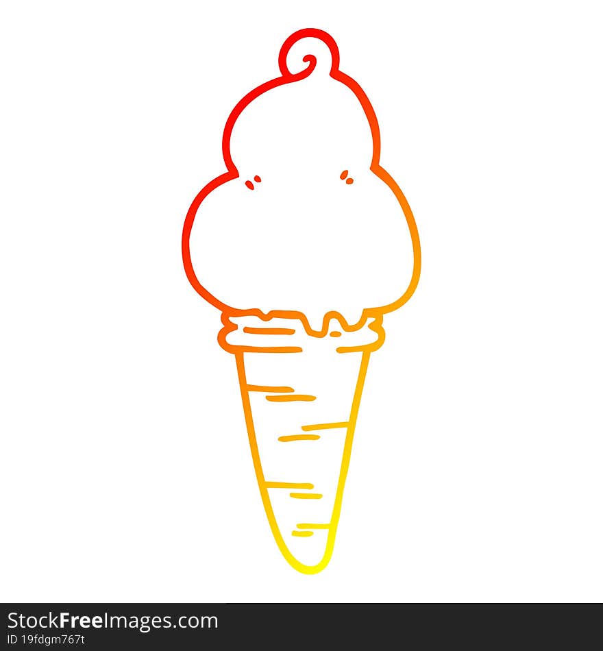 warm gradient line drawing cartoon ice cream