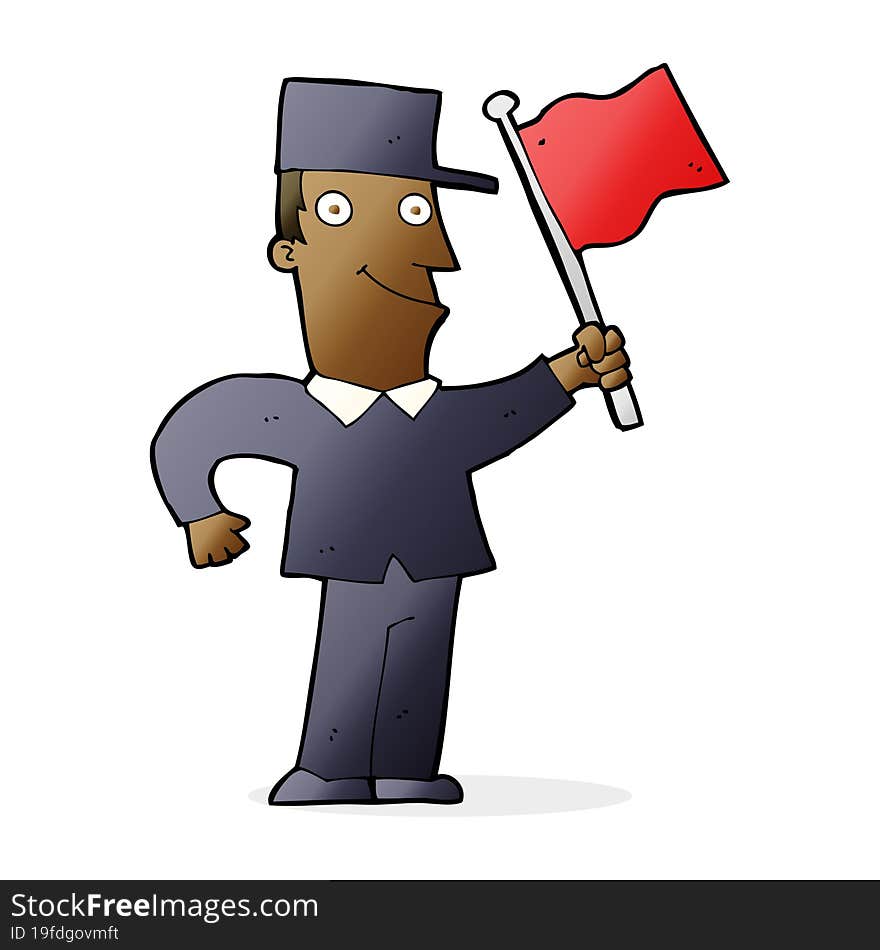 cartoon man waving flag