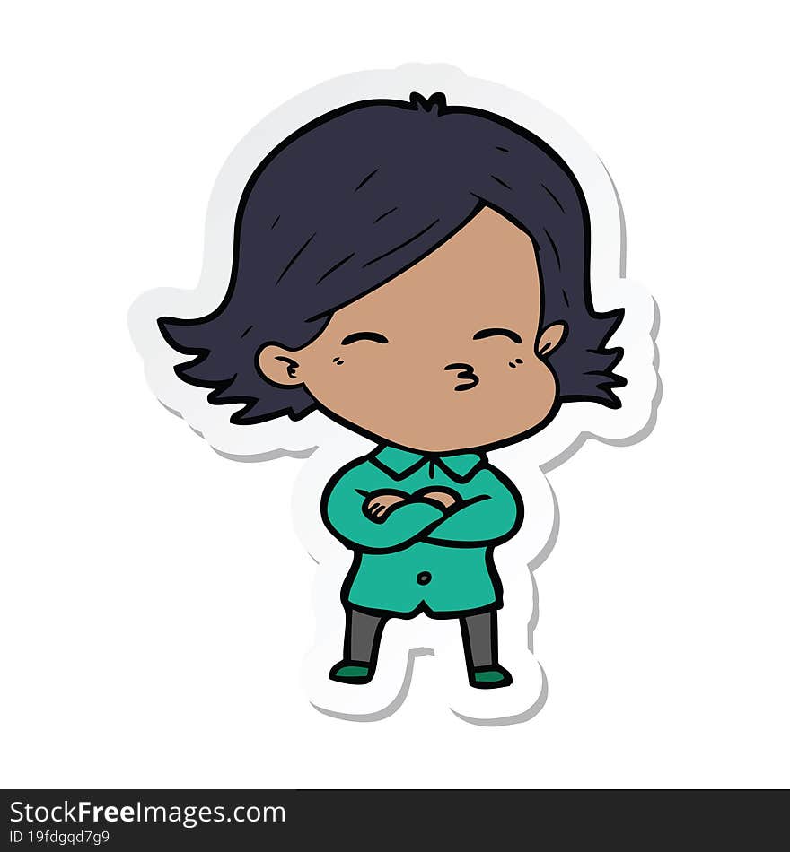 sticker of a cartoon woman