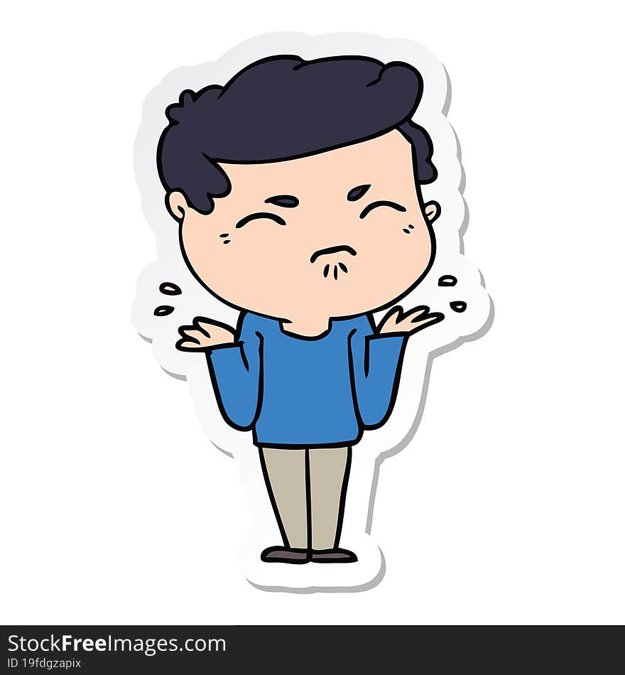 sticker of a cartoon annoyed man