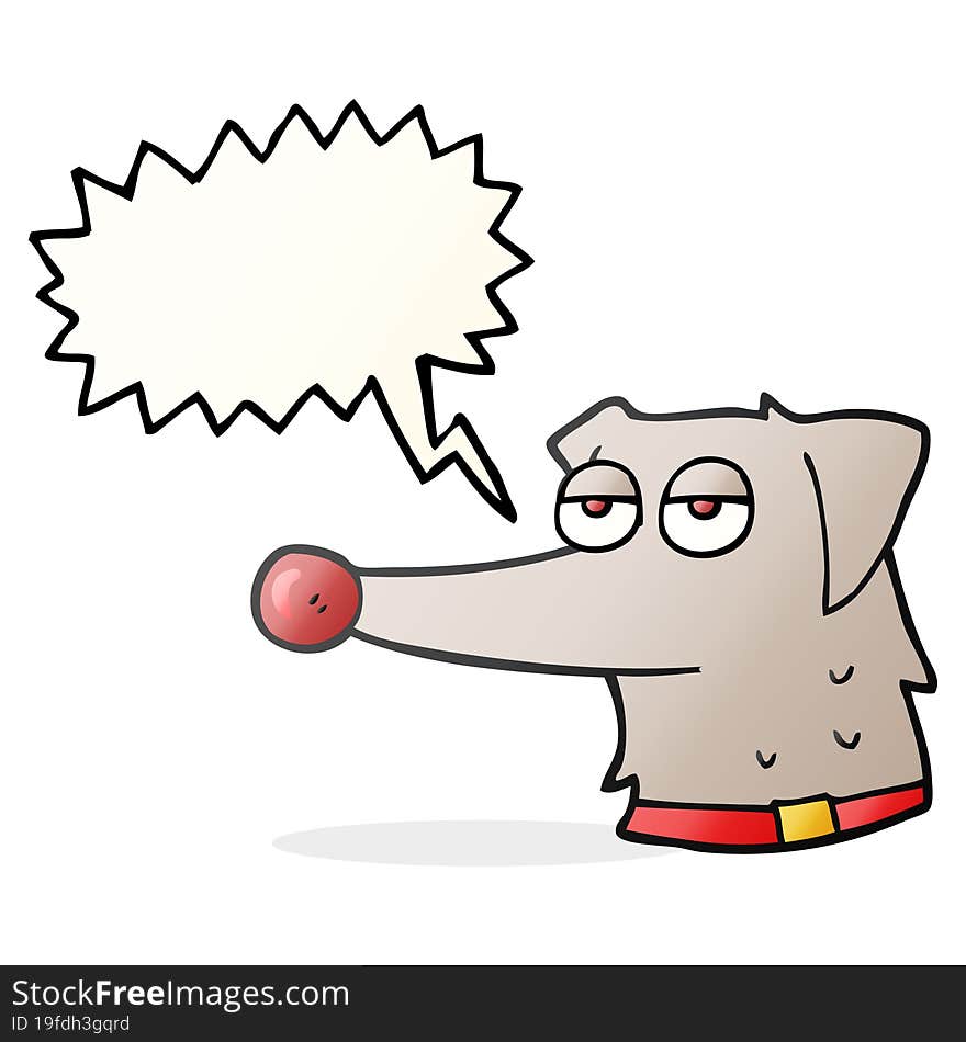 speech bubble cartoon dog with collar