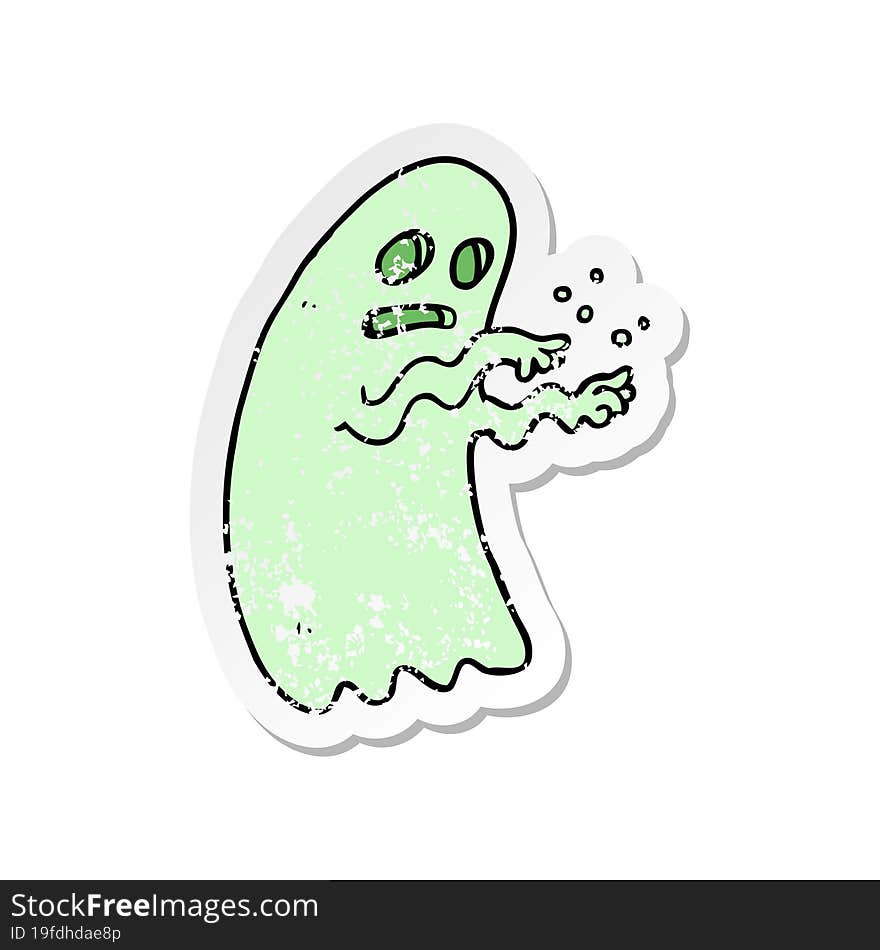 retro distressed sticker of a cartoon ghost