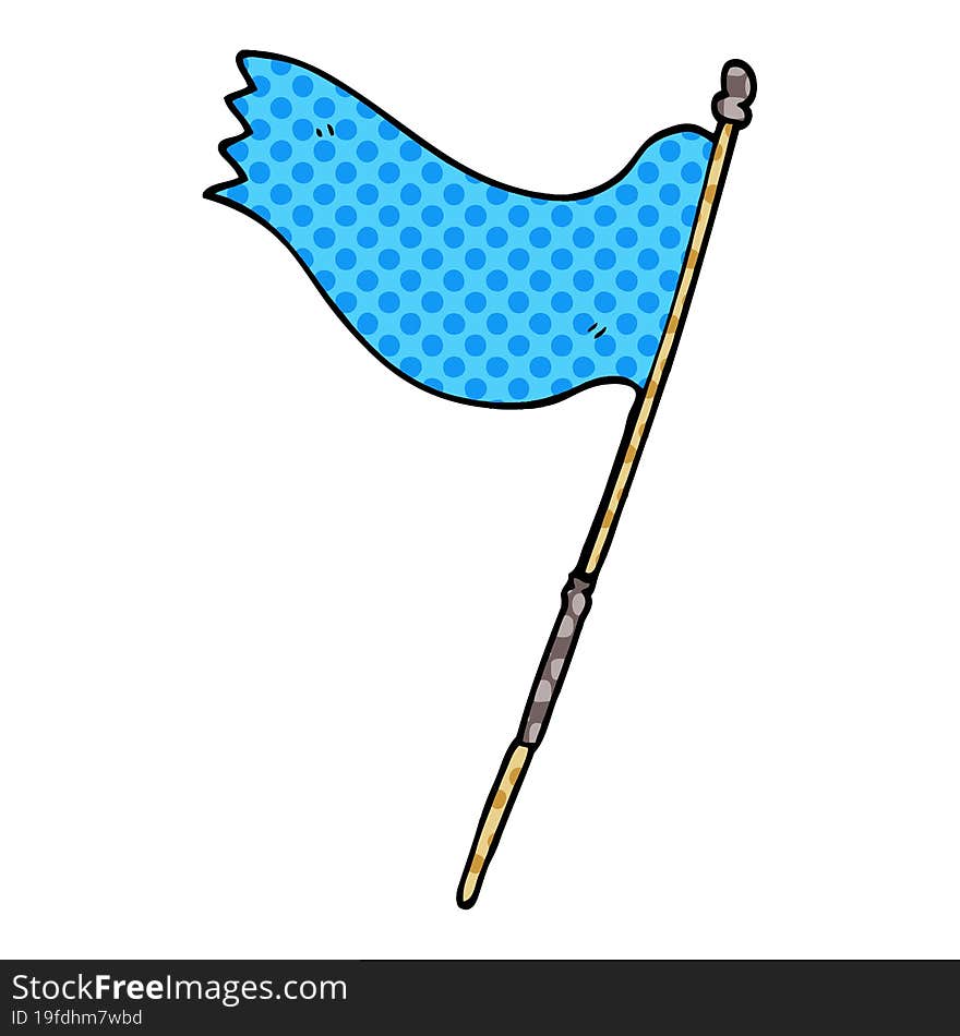 Cartoon Doodle Of A Blue Flag