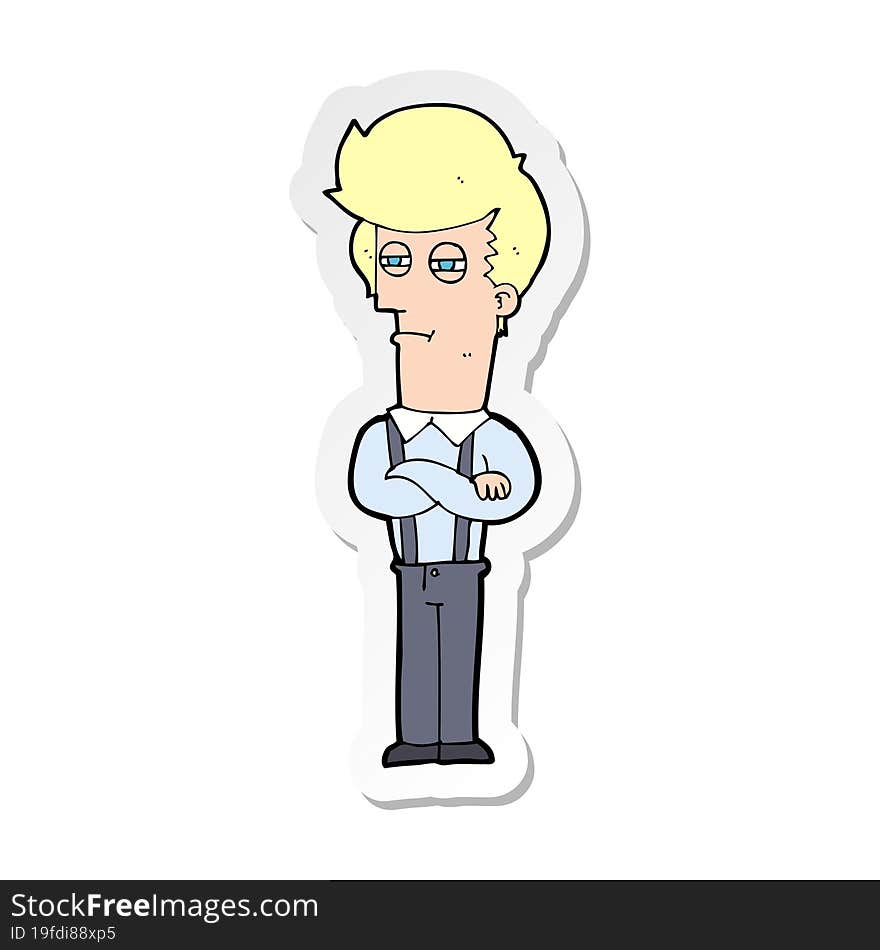 sticker of a cartoon annoyed man