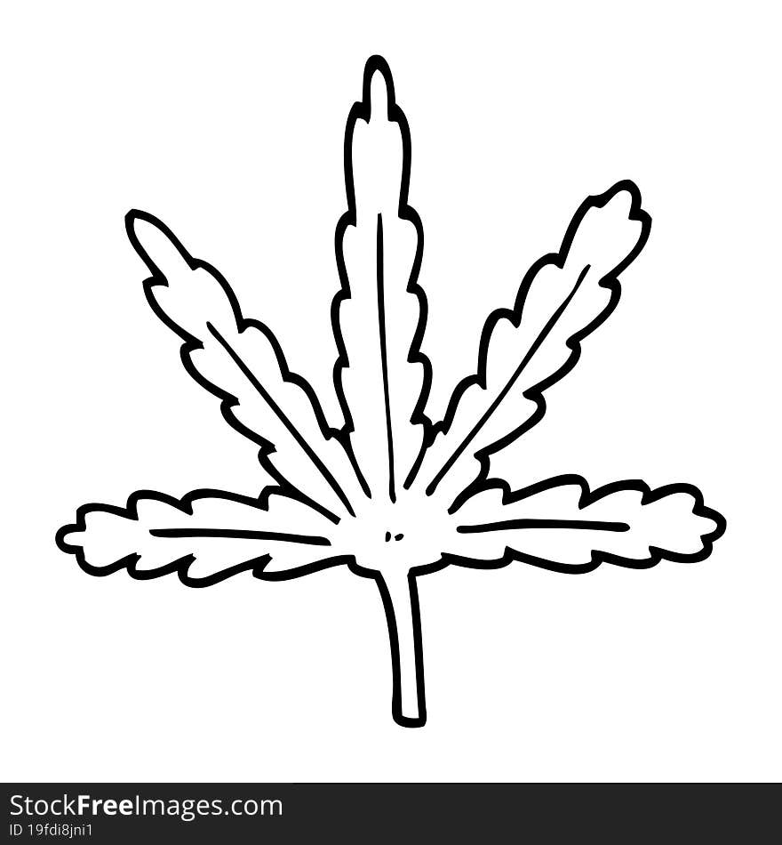 line drawing cartoon marijuana leaf