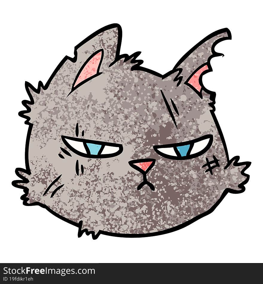 cartoon tough cat face. cartoon tough cat face