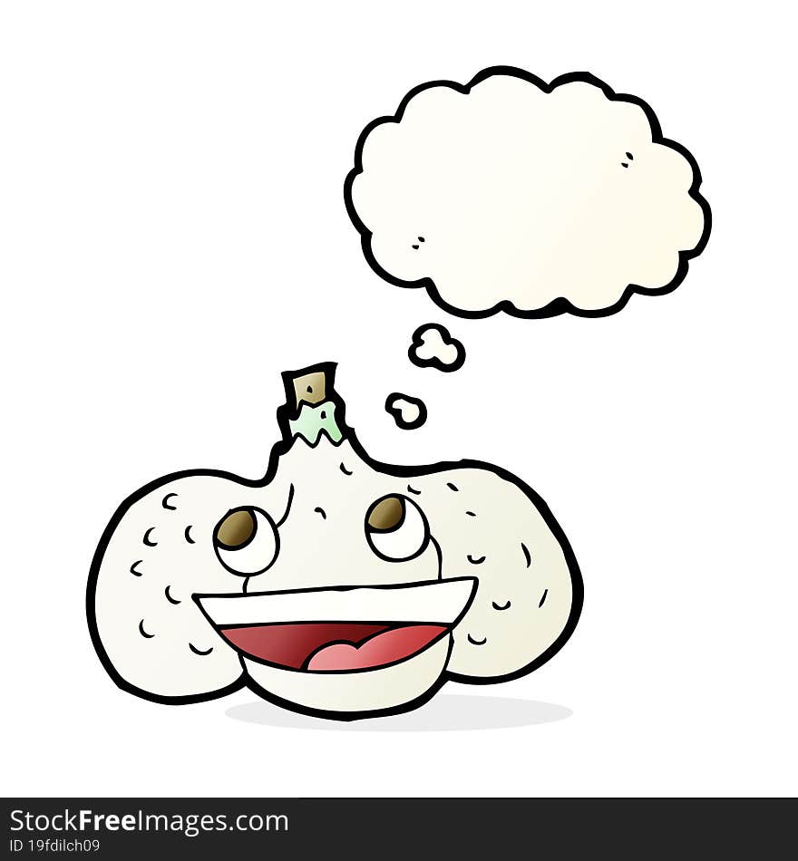 Cartoon Garlic With Thought Bubble