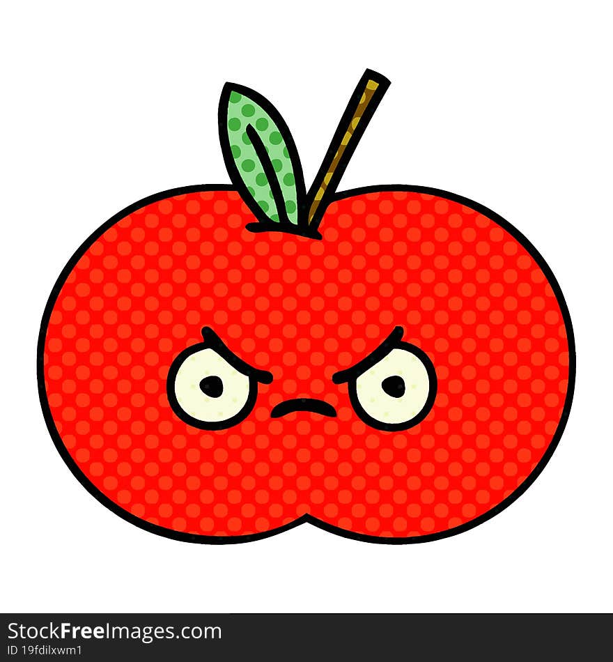 comic book style cartoon of a red apple