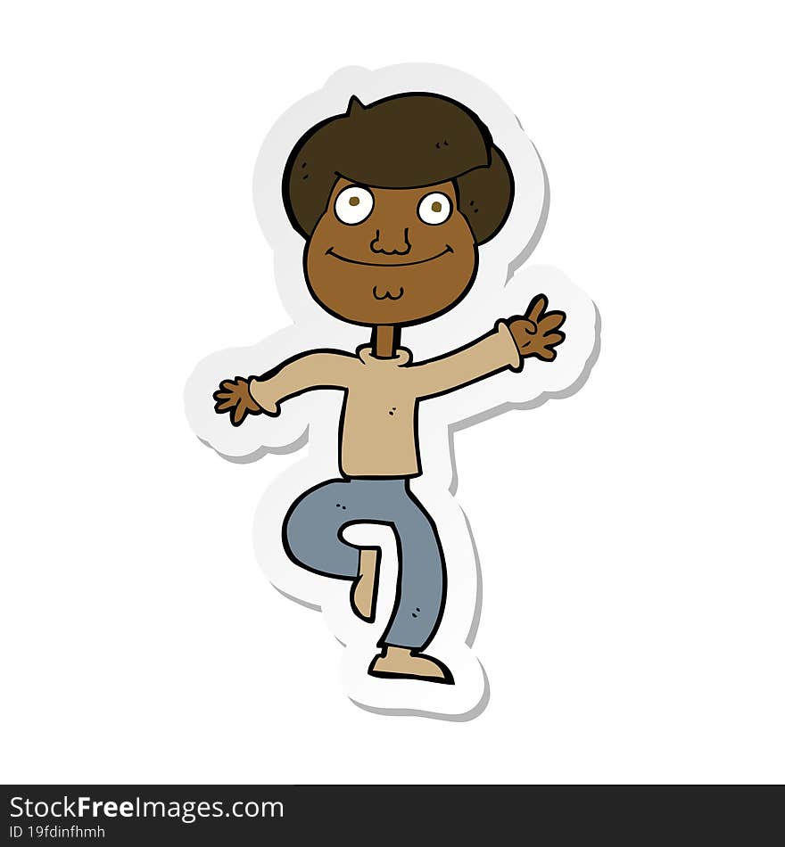 sticker of a cartoon dancing man