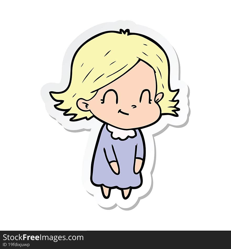 sticker of a cartoon friendly girl