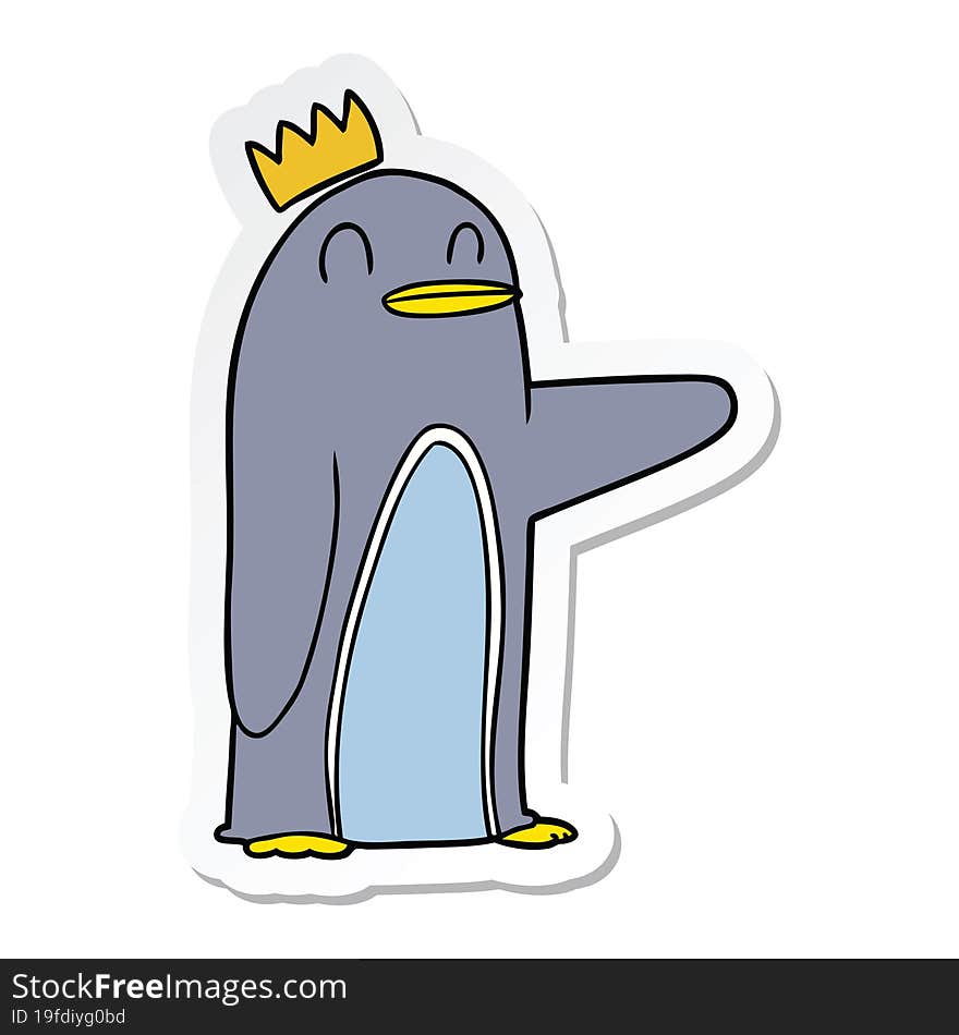 Sticker Of A Cartoon Emperor Penguin