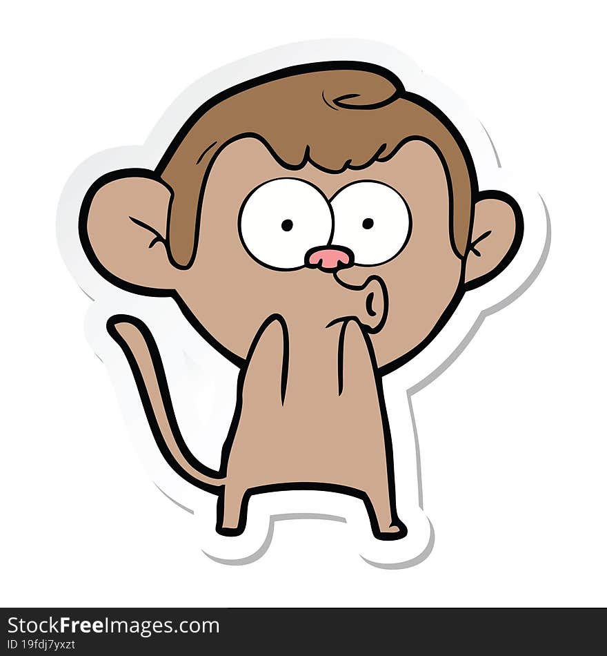 sticker of a cartoon surprised monkey