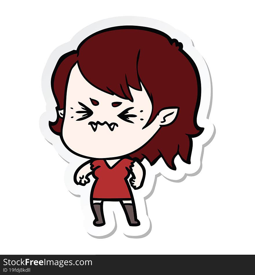 Sticker Of A Annoyed Cartoon Vampire Girl