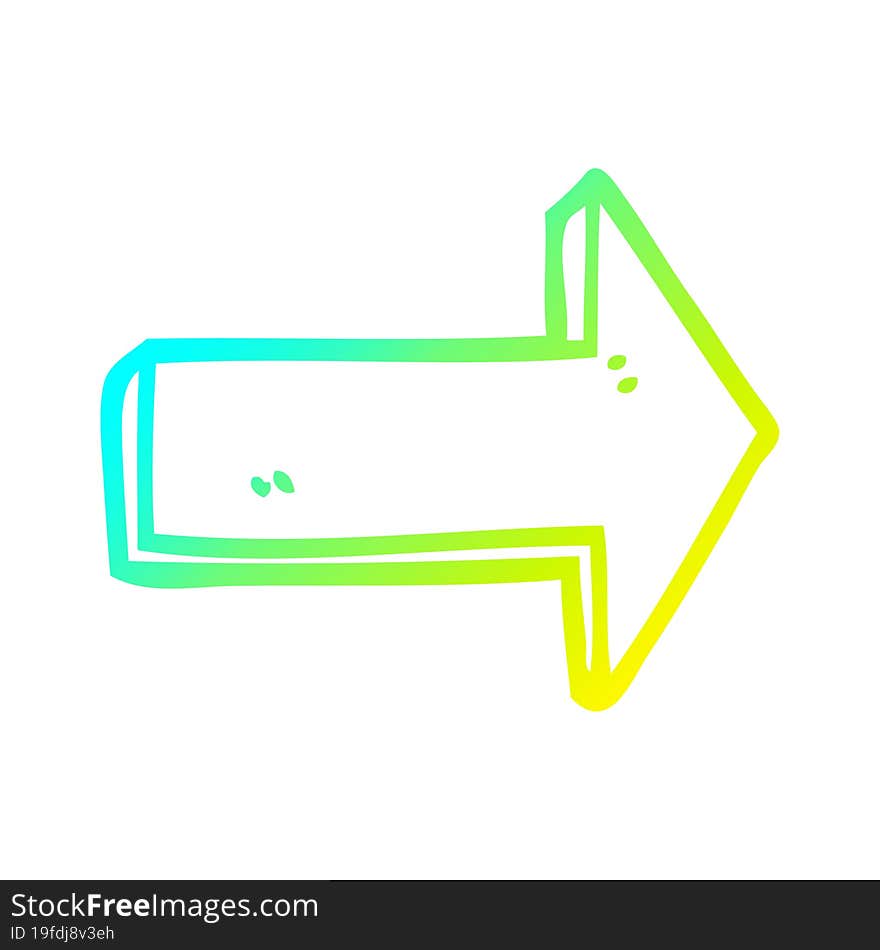 cold gradient line drawing cartoon directing arrow