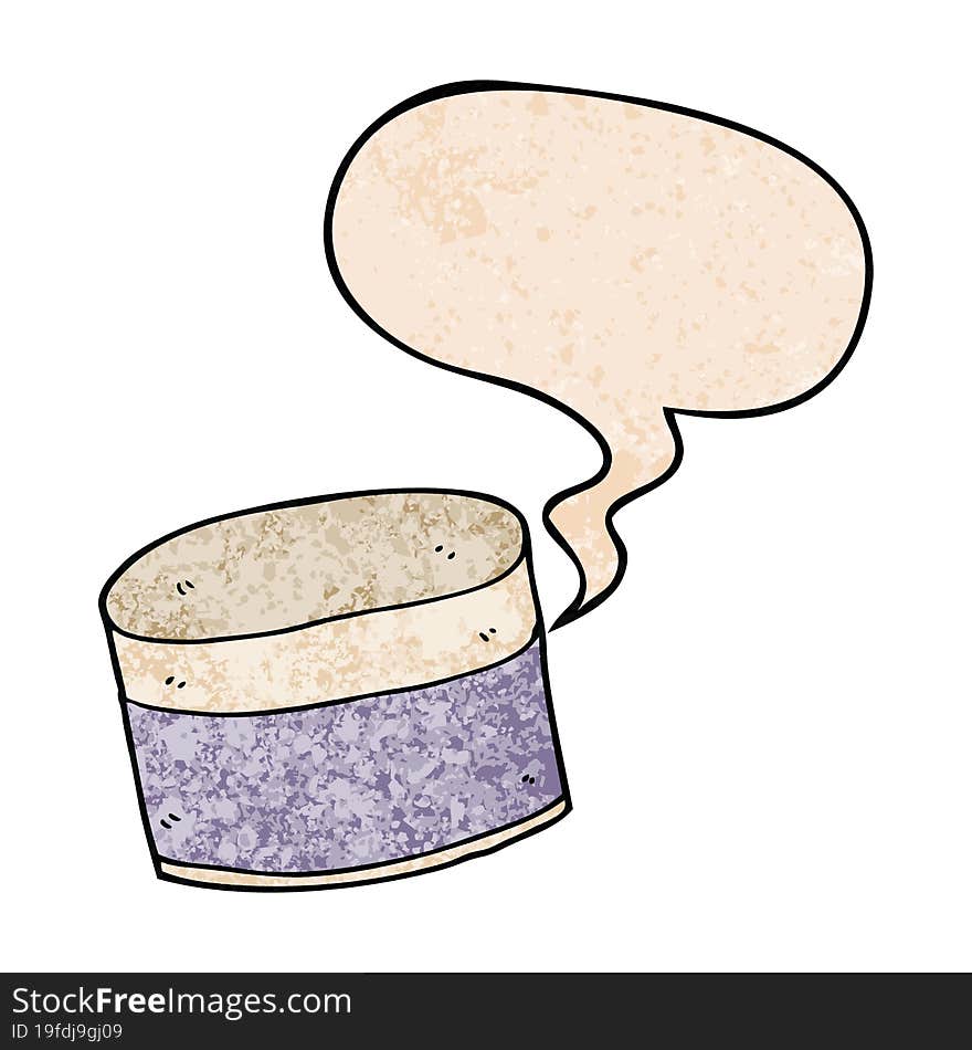 cartoon pot and speech bubble in retro texture style