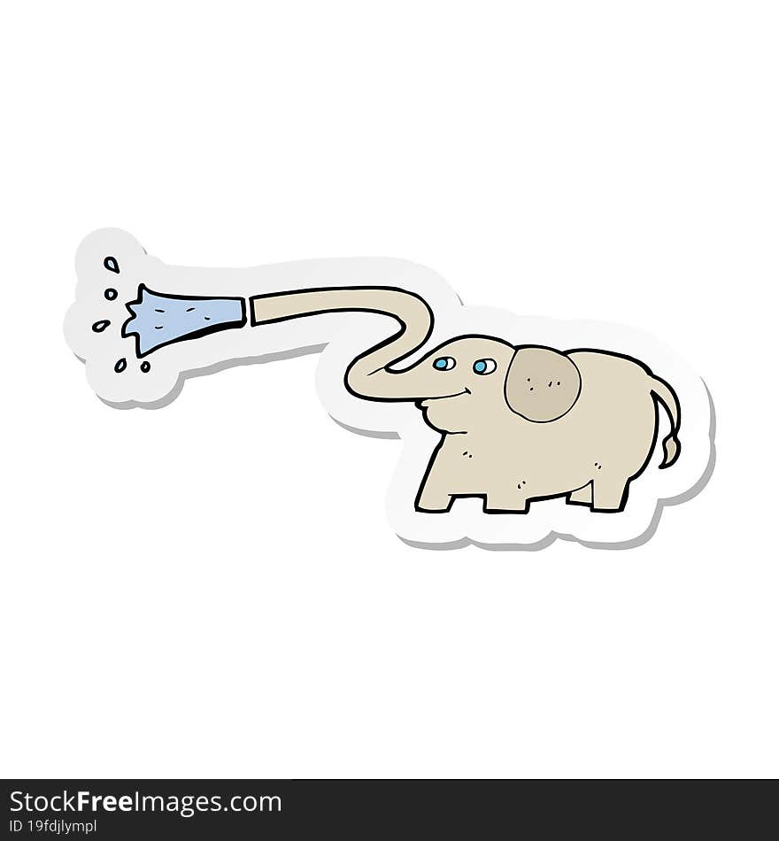 sticker of a cartoon elephant squirting water