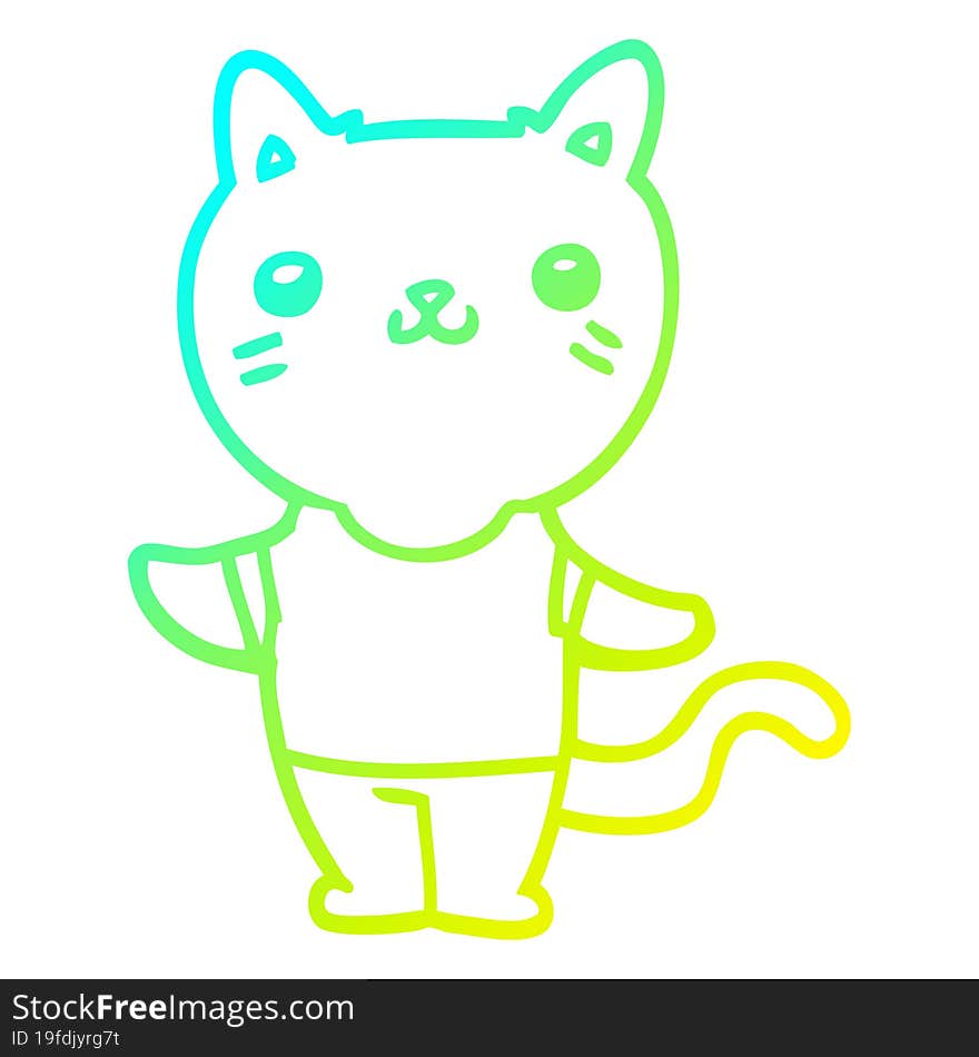 cold gradient line drawing cartoon cat