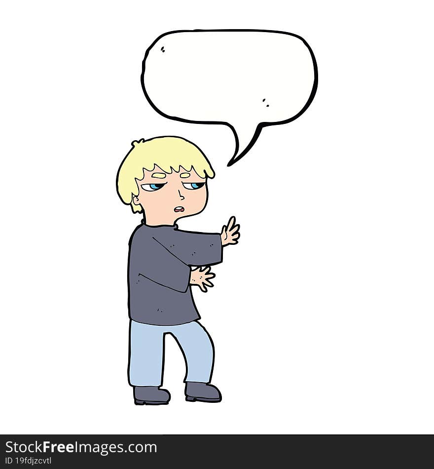 Cartoon Man Gesturing With Speech Bubble