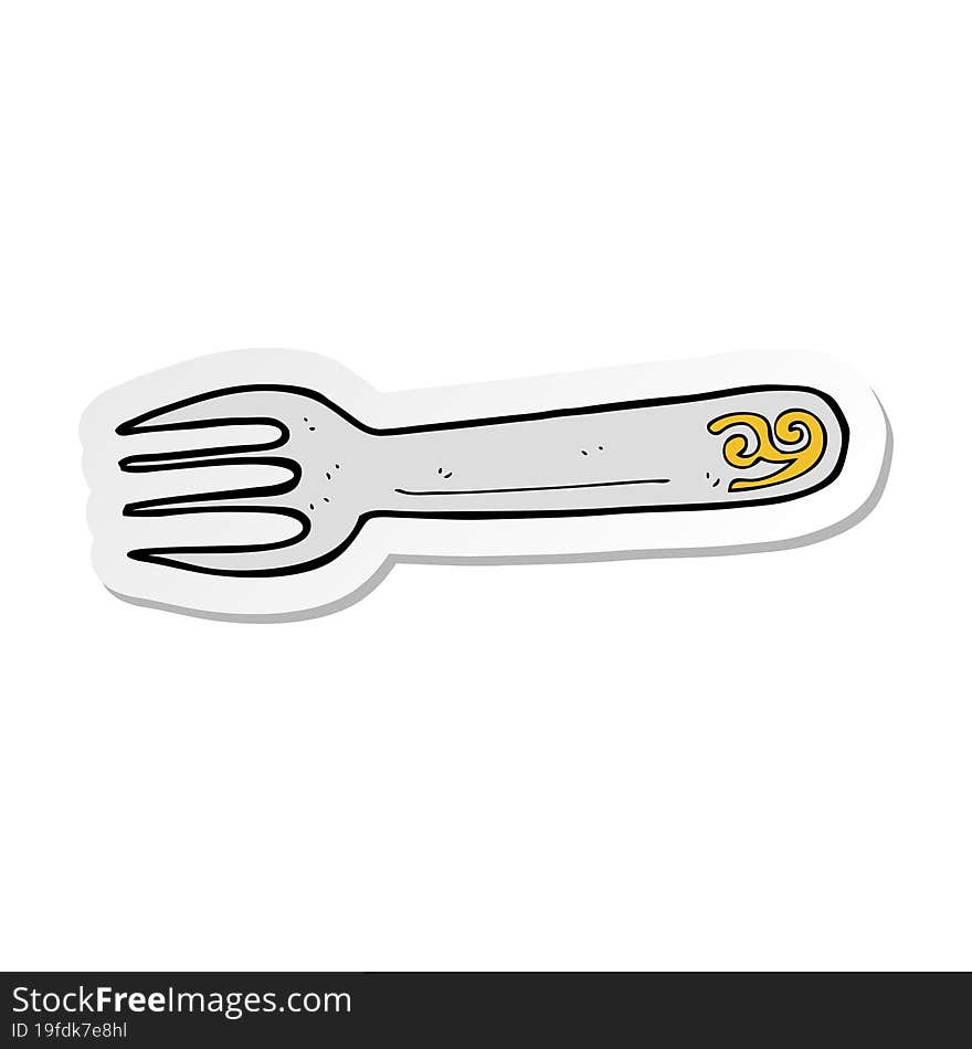 Sticker Of A Cartoon Fork