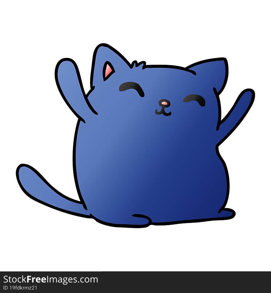 gradient cartoon of cute kawaii cat