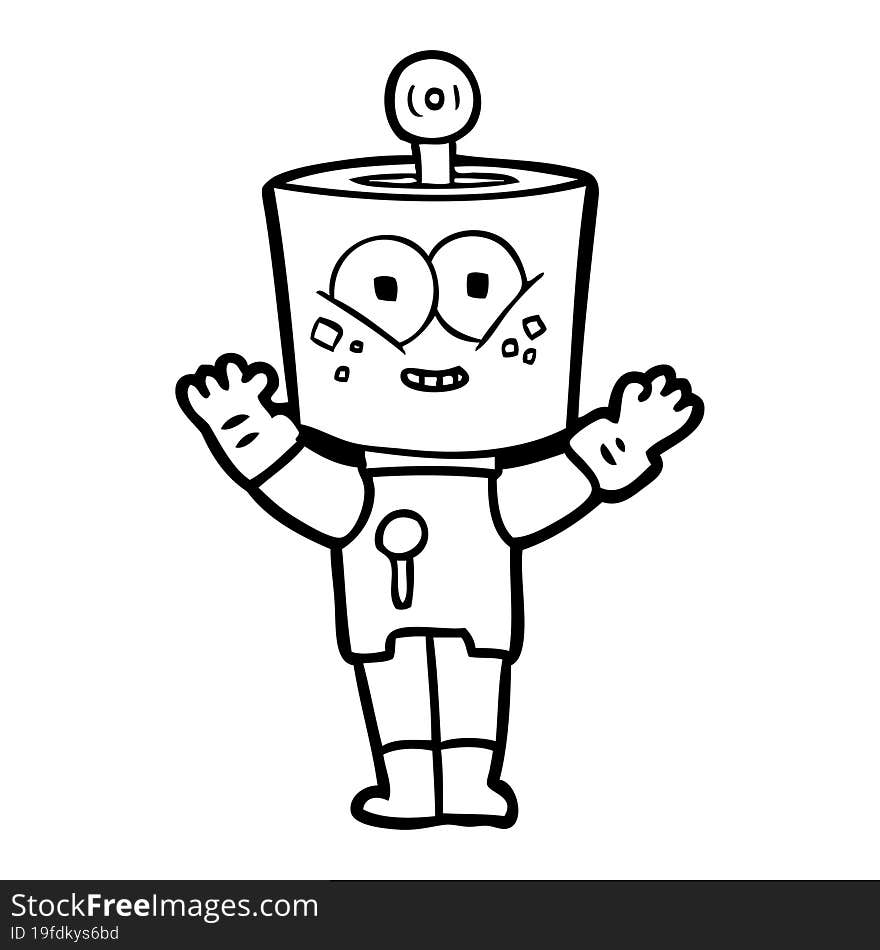 happy cartoon robot. happy cartoon robot