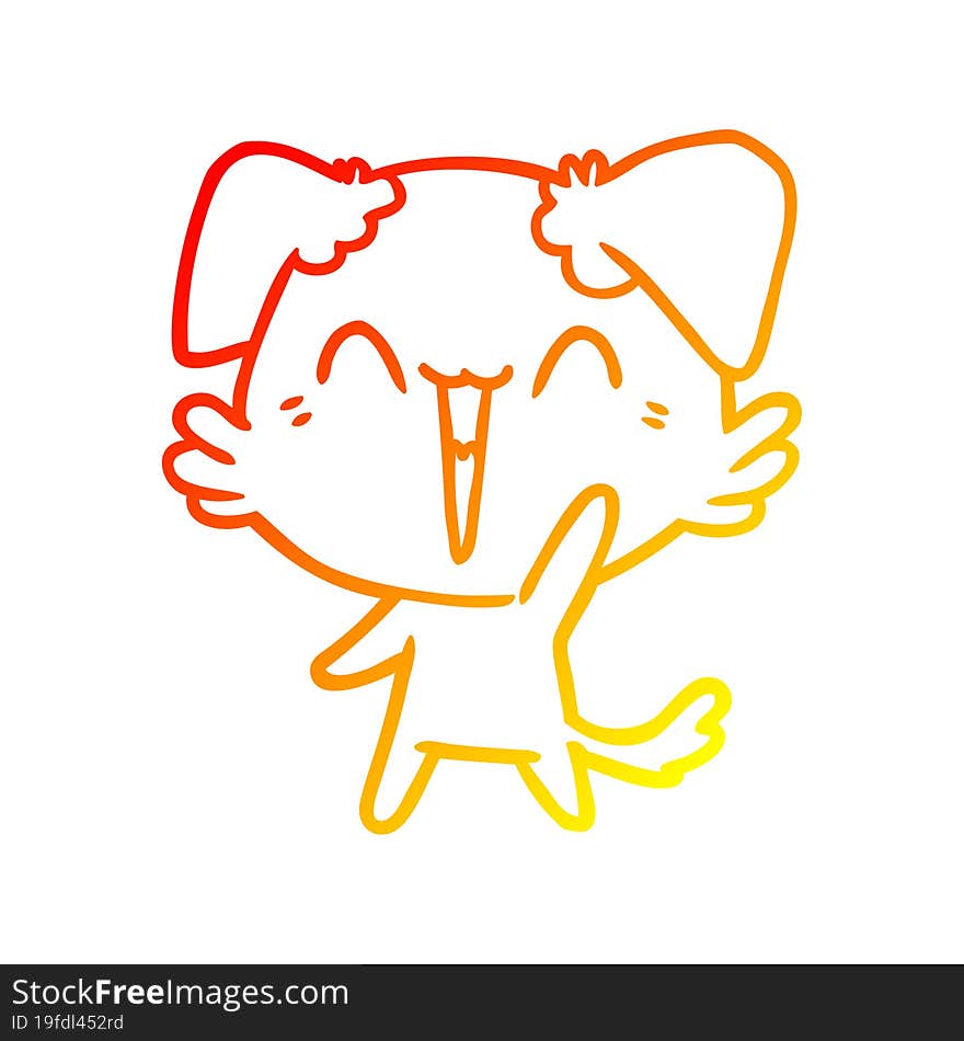 warm gradient line drawing happy little dog cartoon