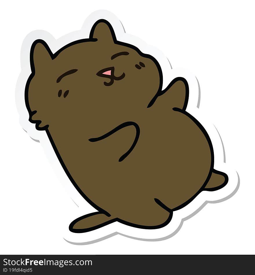 Sticker Of A Quirky Hand Drawn Cartoon Cat