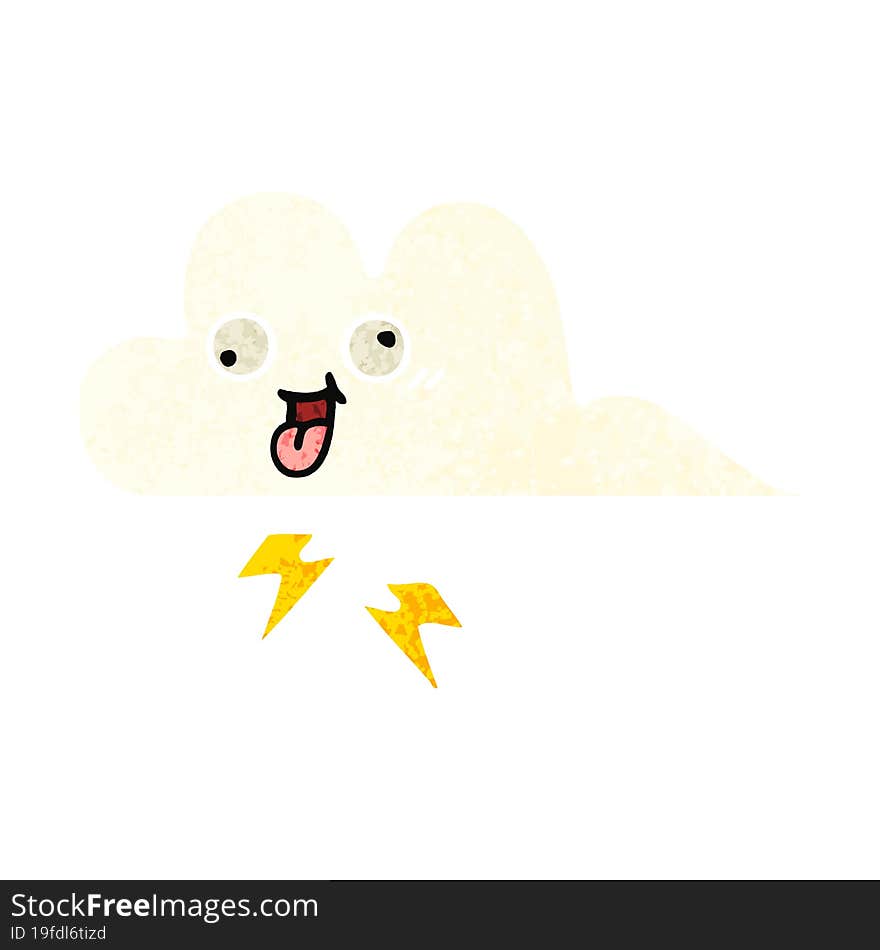 retro illustration style cartoon of a storm cloud