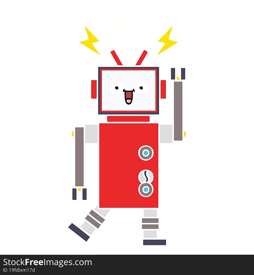 Flat Color Retro Cartoon Robot