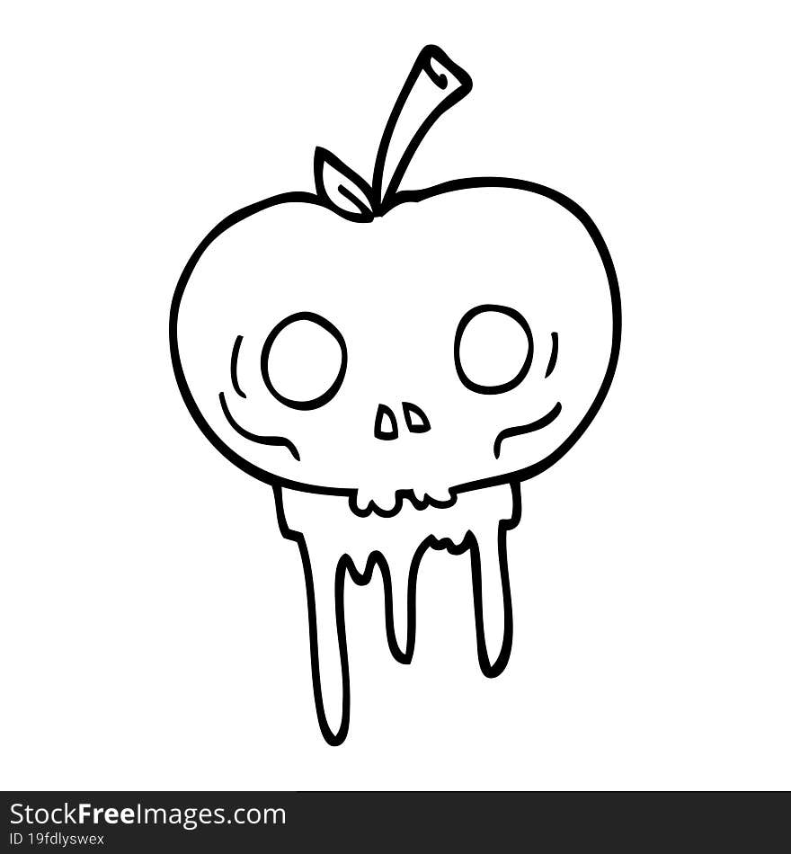 Black And White Cartoon Halloween Apple