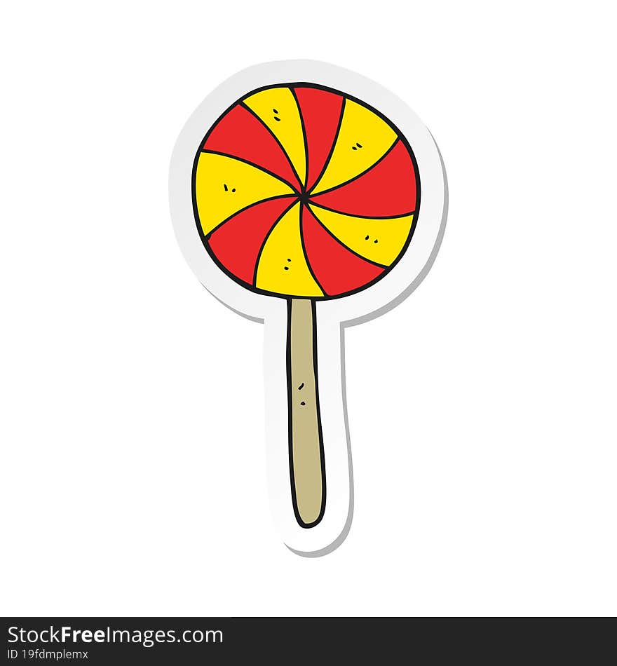 Sticker Of A Cartoon Candy Lollipop