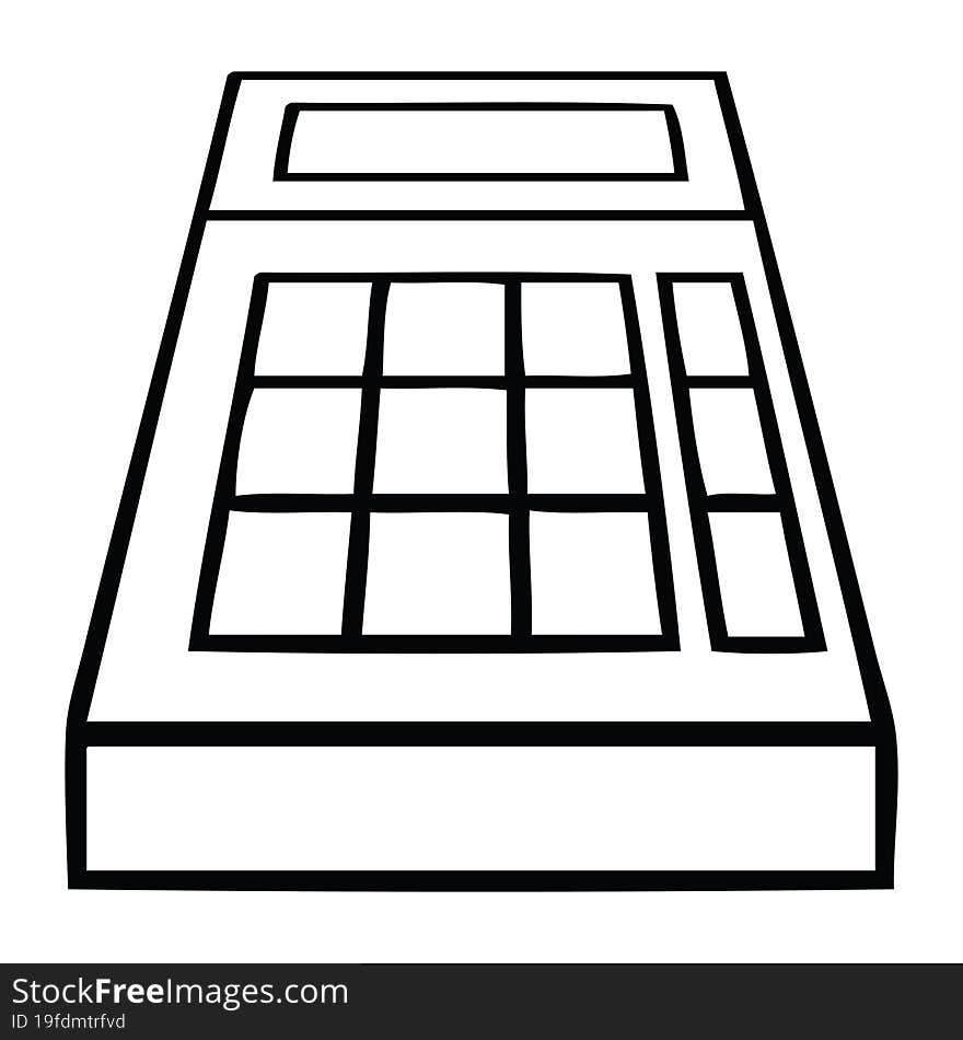 line drawing cartoon of a school calculator