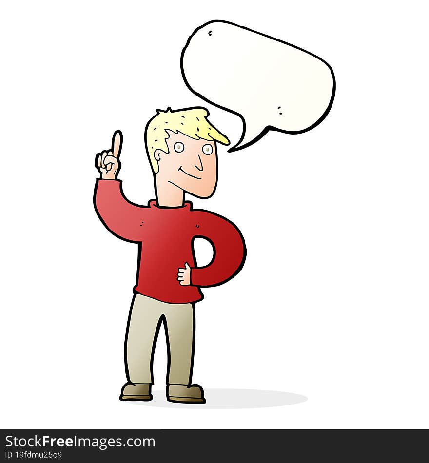 cartoon man with great idea with speech bubble