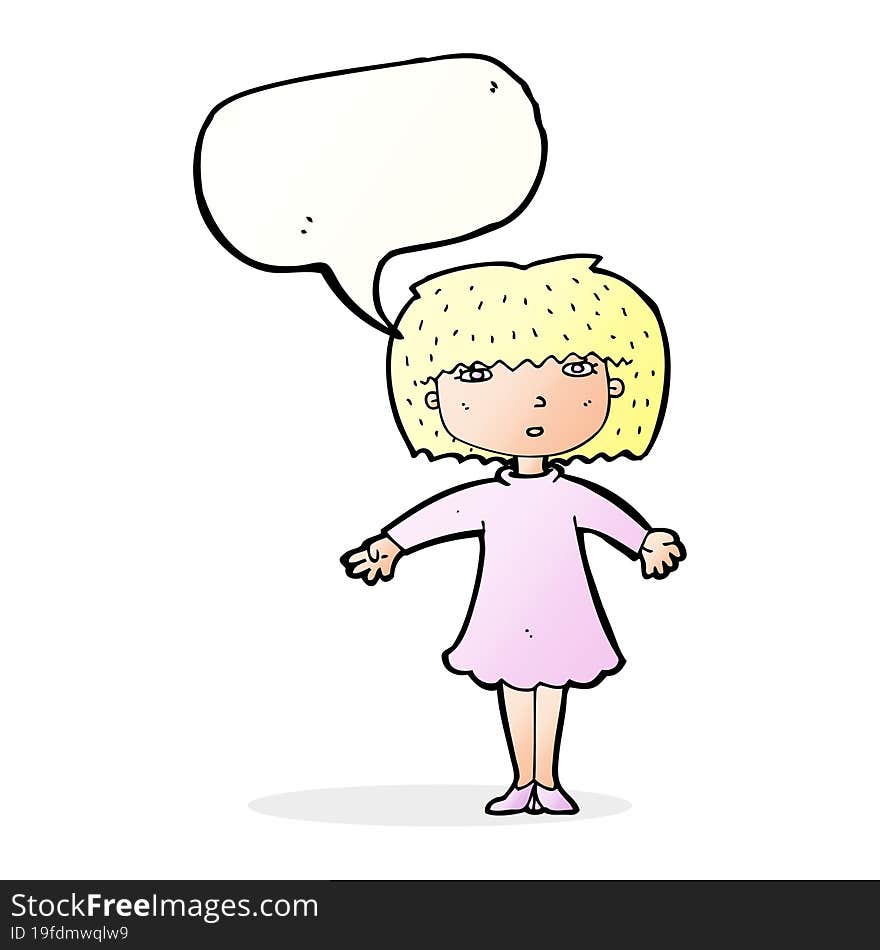 cartoon surprised woman with speech bubble