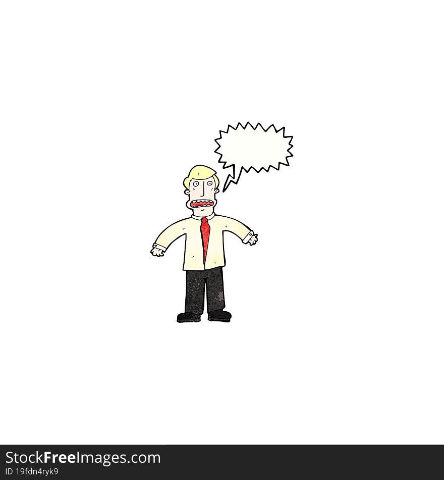 stressed businessman with speech bubble