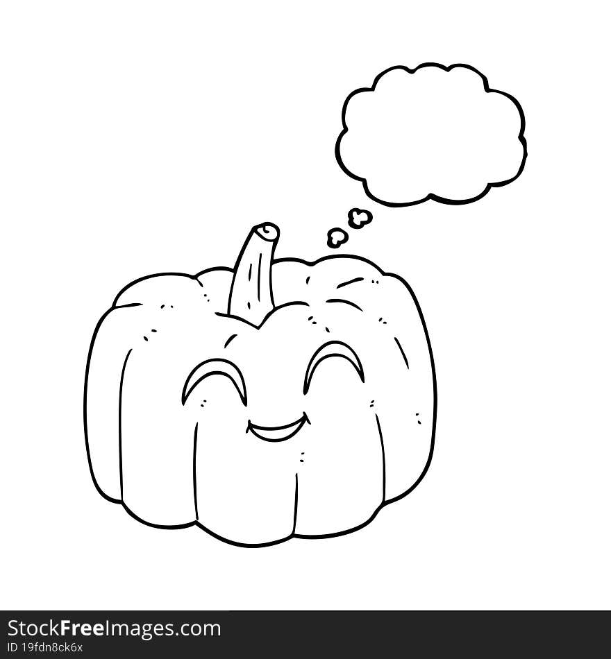 freehand drawn thought bubble cartoon halloween pumpkin