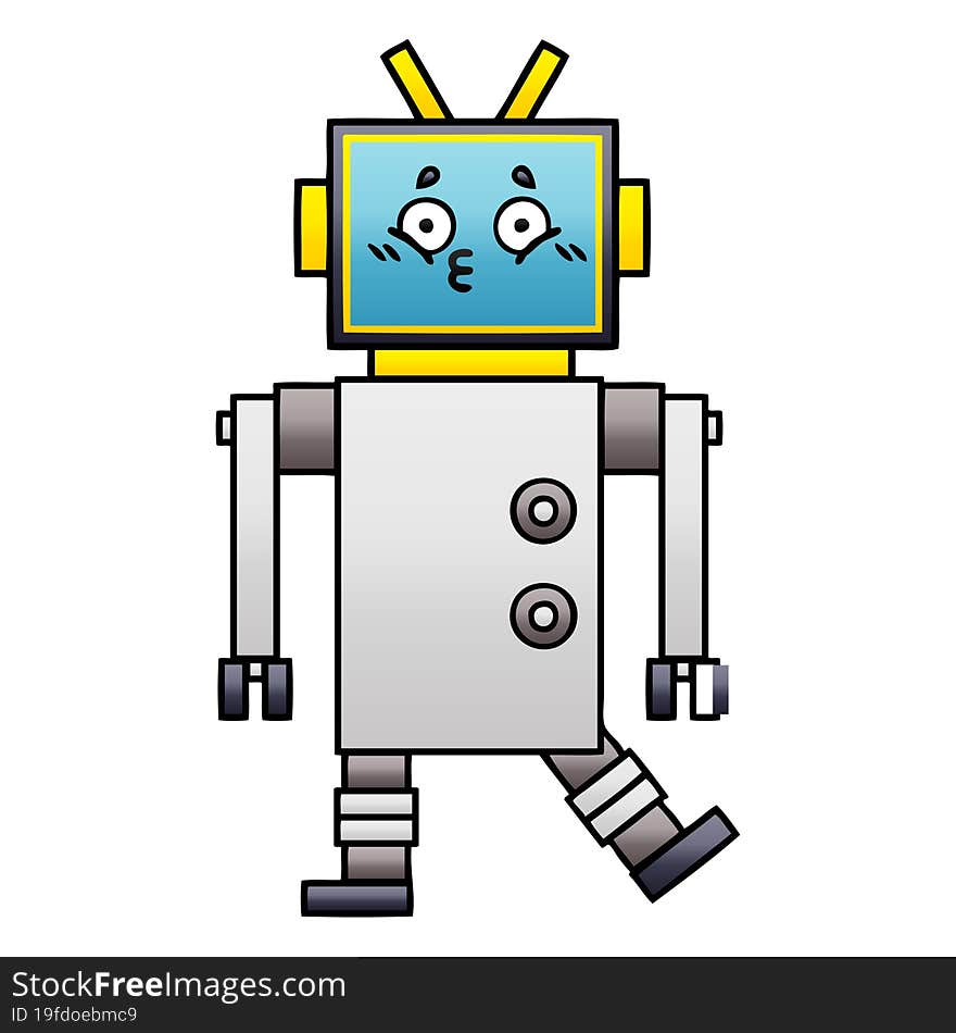 Gradient Shaded Cartoon Robot