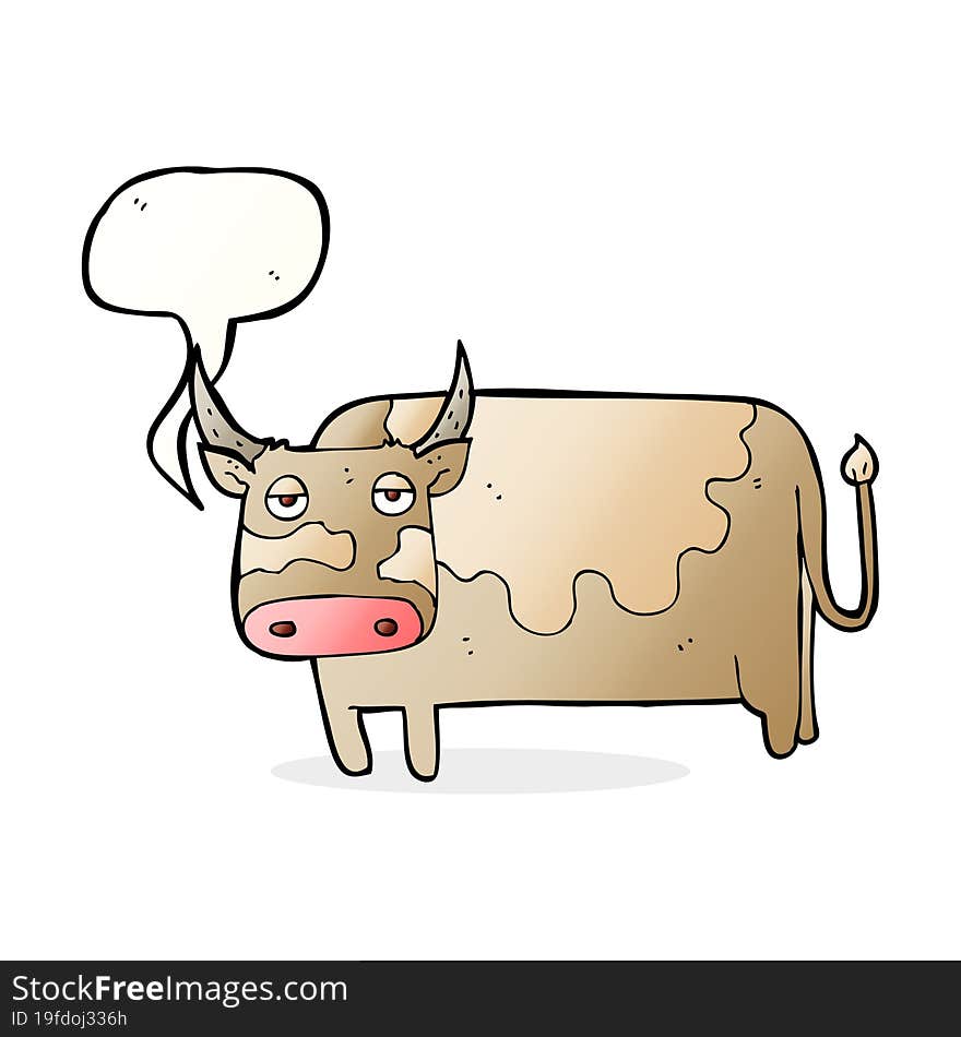 cartoon cow with speech bubble