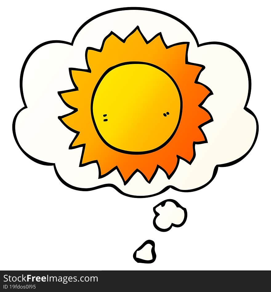 Cartoon Sun And Thought Bubble In Smooth Gradient Style