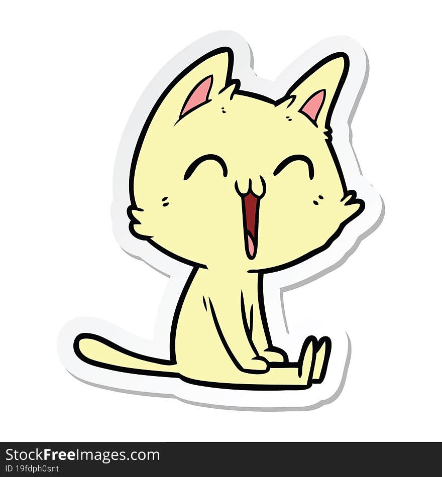 sticker of a happy cartoon cat