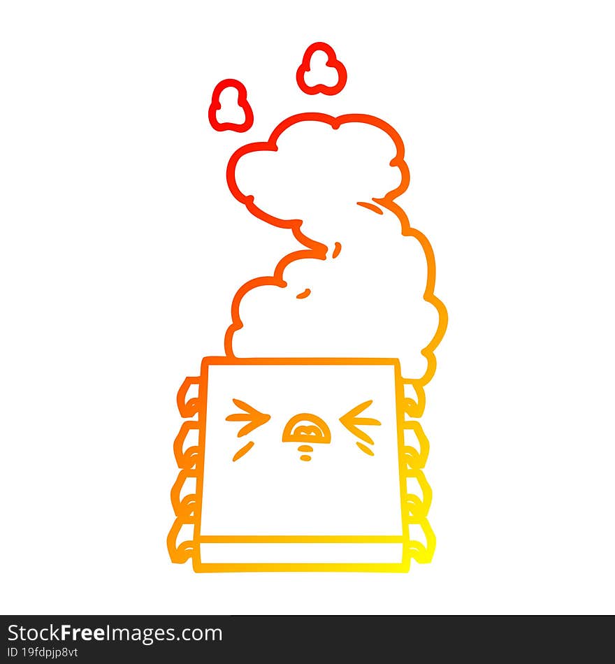 warm gradient line drawing cartoon overheating computer chip