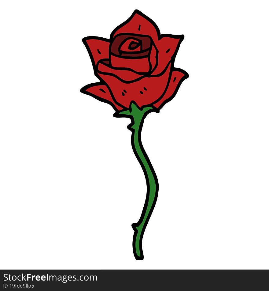 cartoon doodle red rose