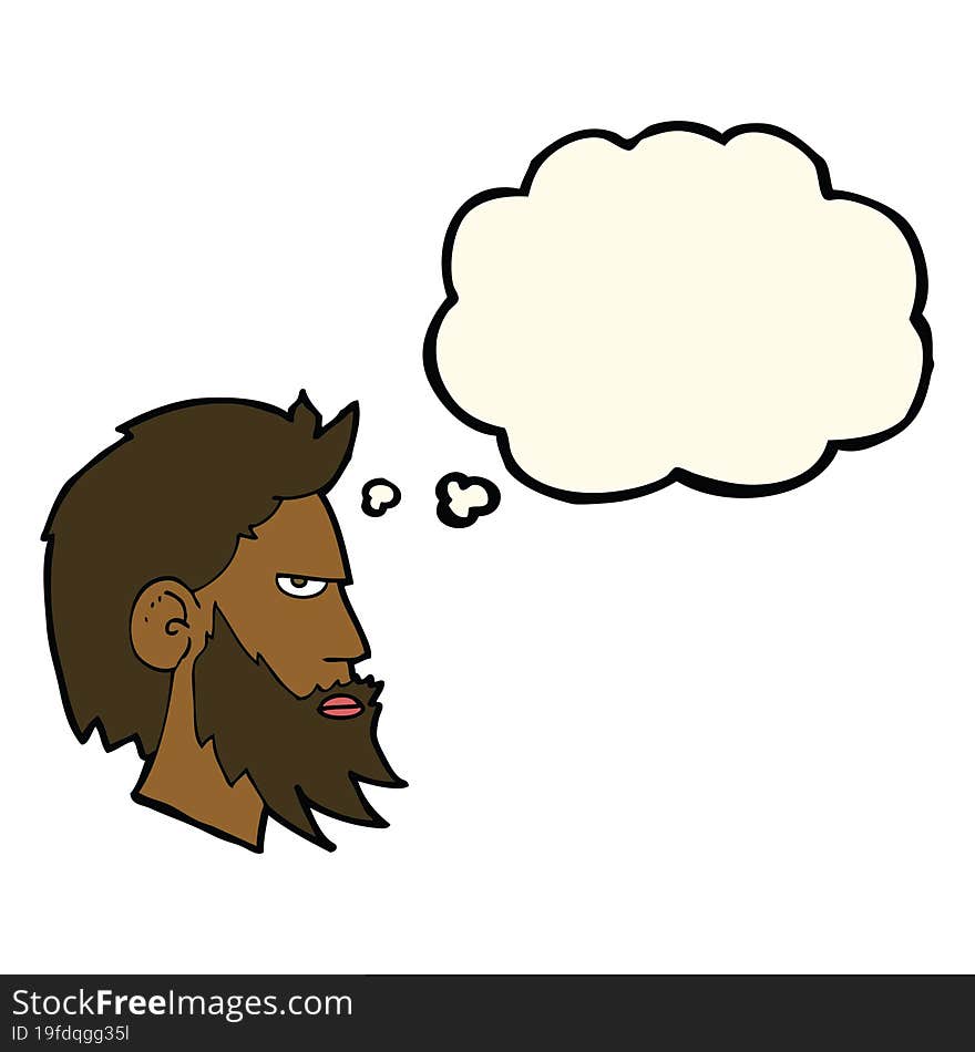 Cartoon Man With Beard With Thought Bubble