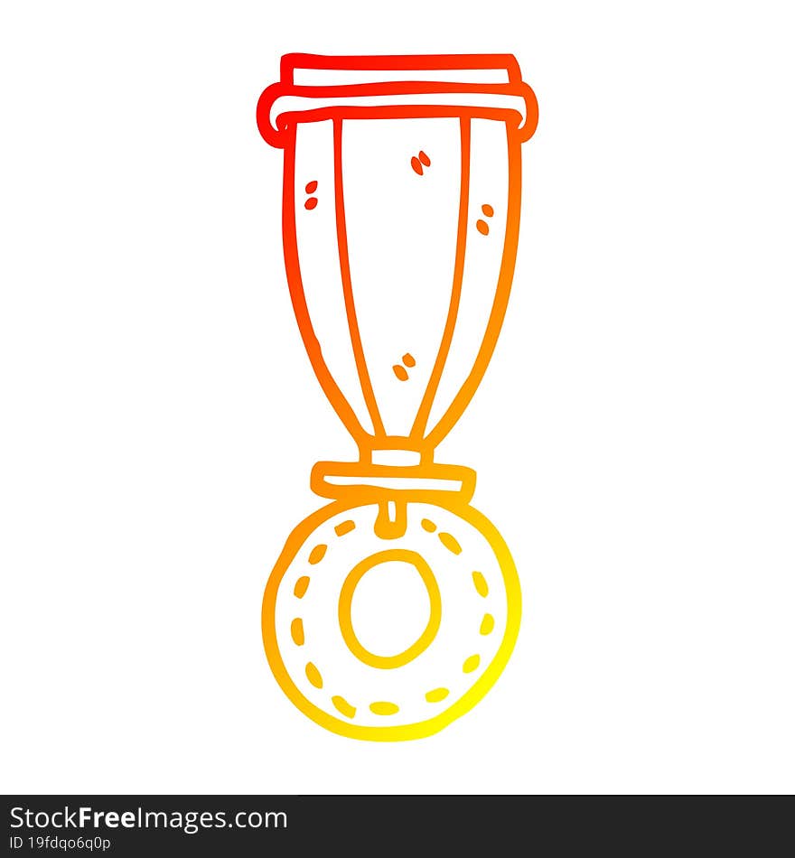 warm gradient line drawing cartoon medal