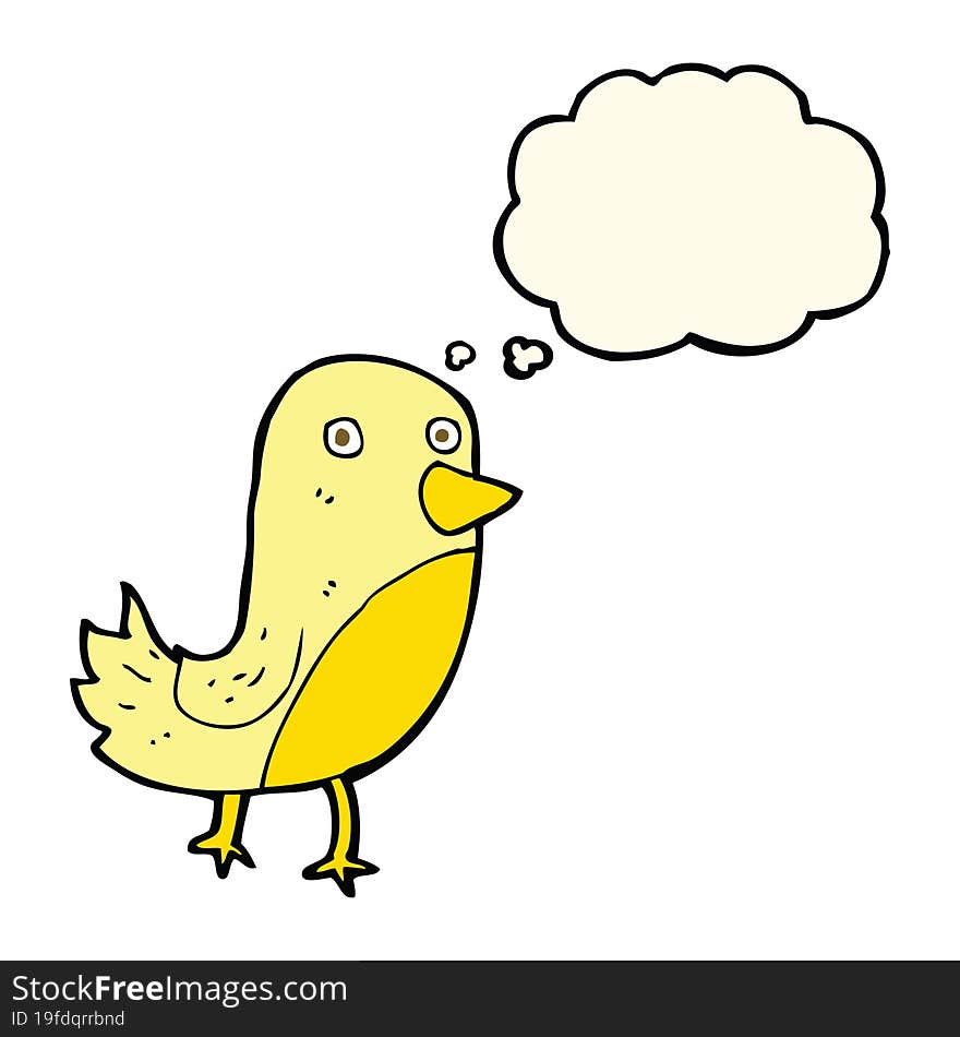 cartoon yellow bird with thought bubble