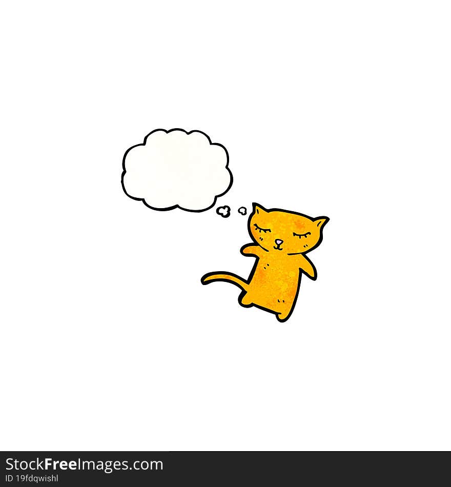 cartoon little cat with thought bubble