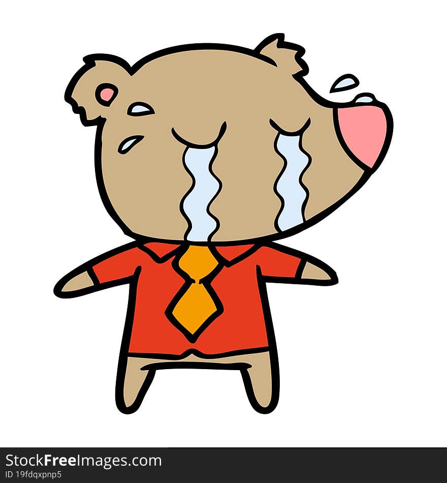 cartoon crying bear in shirt. cartoon crying bear in shirt